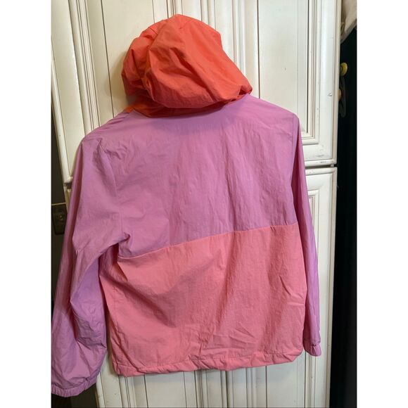 Cat & Jack Kids Colorblock Half Zip Hooded Windbreaker Jacket Pink Orange Medium - Picture 4 of 4